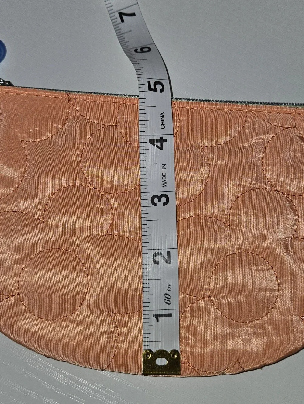 IPSY Orange Quilted Flower Pattern Make-up Pouch